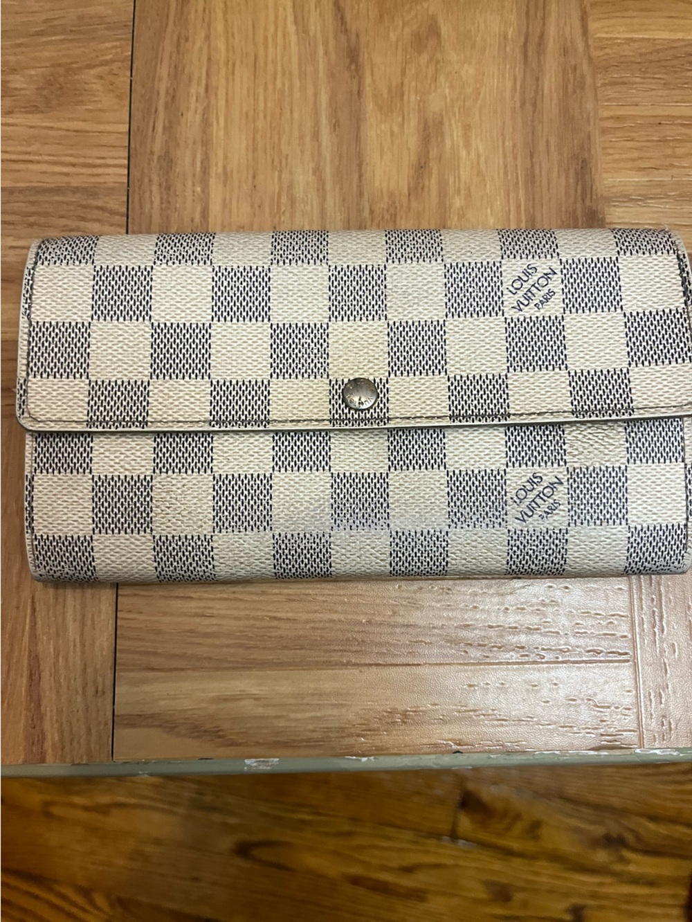 Louis Vuitton Damier Azur Continental Wallet in White and Light Blue Checker